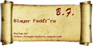 Blayer Fedóra névjegykártya